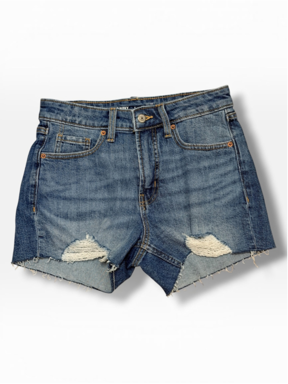 Old Navy OG Straight Denim Shorts Womens 2 High Rise Distressed Cutoff Blue